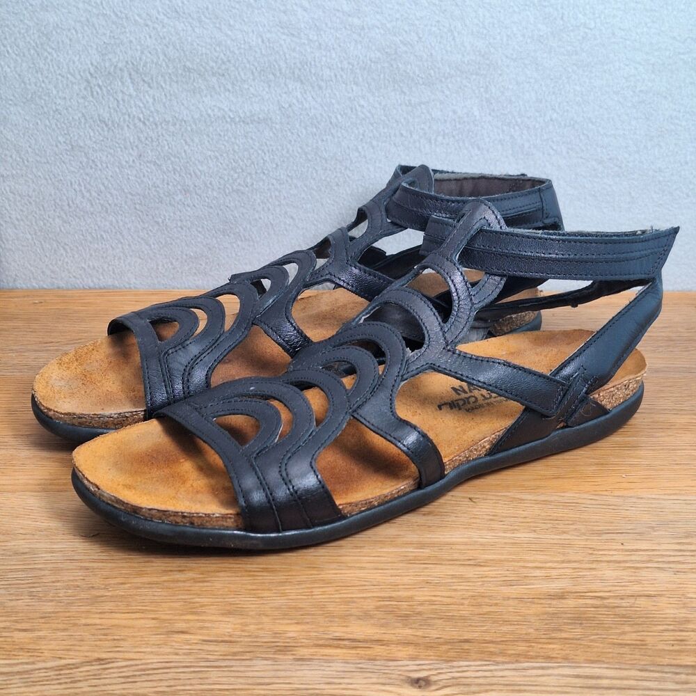 Naot Women's US 10 EU 41 Sara Gladiator Leather Flats Sandals Black  Shoes Boho